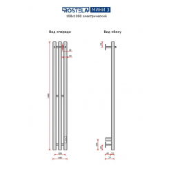 Полотенцесушитель электрический Ростела Мини 3 108х1000/3 (хром, с крючком, диммер)