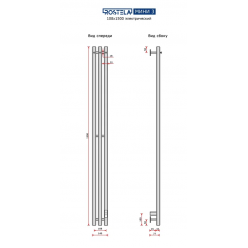 Полотенцесушитель электрический Ростела Мини 3 108x1500/3 (Ral 9005, с крючками, диммер)