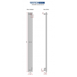 Полотенцесушитель электрический Ростела Мини 3 108х1800/3 (Ral 9005, с крючком, диммер)
