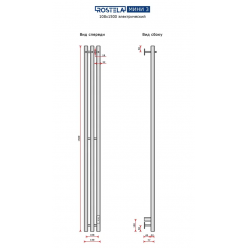 Полотенцесушитель электрический Ростела Мини 3 108х1500/3 (Ral 9016, с крючком, диммер)