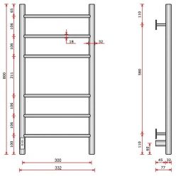Полотенцесушитель электрический Ростела Свирель V 300х800/6