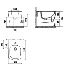 Биде подвесное Elegant, белый, 1с, EG510-00CB00E-0000