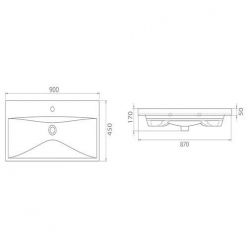 Умывальник Elite 90х45 мебельный/подвесной без крепления, белый, VB032N82U00