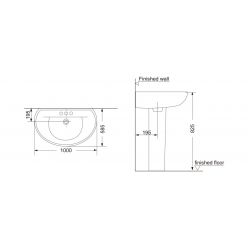 Умывальник Porta PERFECT с пьедесталом