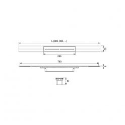 Профиль для душа TECEdrainprofile с цветным PVD покрытием ,900*55 сатин, черный