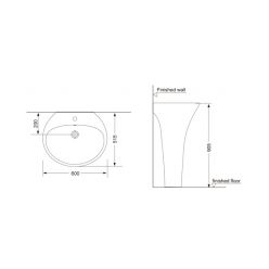Умывальник Porta Olimp цельнолитой напольный