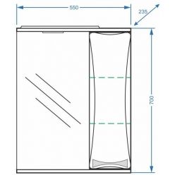 Зеркало-шкаф Vako Бант 55x70, с подсветкой, правый