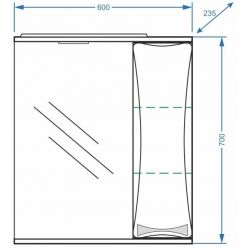 Зеркало-шкаф Vako Бант 60x70, с подсветкой, правый