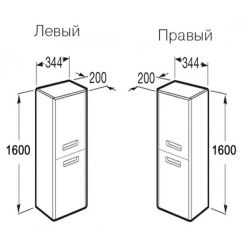 Пенал Roca The Gap правый, тиковое дерево ZRU9302842