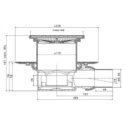 Трап водосточный Pestan Confluo Standard DRY1 100x100 нержавеющая сталь без рамки, 13000015