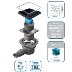 Трап водосточный Pestan Confluo Standard DRY1 Black Glass 100х100 черное стекло с рамкой сталь, 13000101