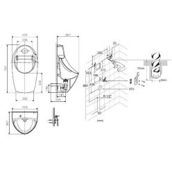 Писсуар сенсорный Roca Euret A35945E000 (с питанием от 4 батарей AA 1,5V)