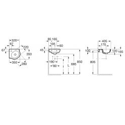 Умывальник Roca Meridian 35x35, 32724C000 угловой