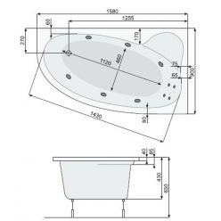 Акриловая ванна Poolspa Nimfa 160x90 L с ножками PWA1110ZN000000