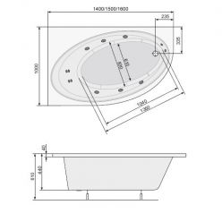 Акриловая ванна Poolspa Orbita 140x100 L с ножками PWA9Q10ZN000000