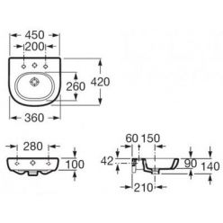 Умывальник Roca Meridian 45х42, 327245000