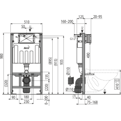 Инсталляция для унитазов AlcaPlast Sadromodul AM101/1000 высота 98 см