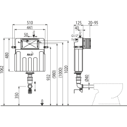 Смывной бачок скрытого монтажа AlcaPlast AM112-0001 Basicmodul