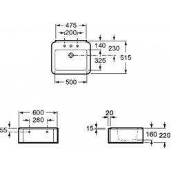 Умывальник Roca Element 60х50, 327571000 c отверстием под смеситель