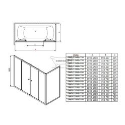 Душевая шторка на ванну Radaway Vesta DWJ 140х70  угловая, прозрачное стекло 209114-01-01+204070-01