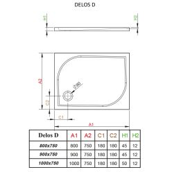 Душевой поддон Radaway Delos D 900 x 750 x 45 (12) 4D97545-03