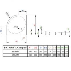 Душевой поддон Radaway Patmos A 800 x 800 x 160 (40) Compact 4S88155-05