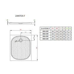 Душевой поддон Radaway Zantos F 1200 x 900 x 32 (10) M3ZNF1290-06