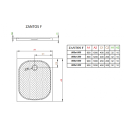 Душевой поддон Radaway Zantos F 1000 x 900 x 32 (10) M3ZNF1090-06