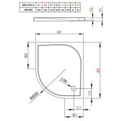 Душевой поддон Radaway Delos E 900 x 800 x 45 (12) SDE8090-01R