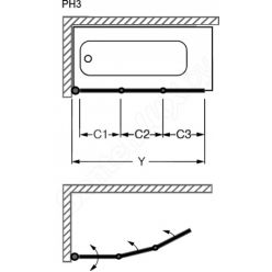 Шторка для ванны ROLTECHNIK PH3 140 cатин/прозрачное, 429-1400000-01-02 складная