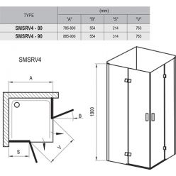 Душевой уголок Ravak SmartLine SMSRV4-80 хром + транспарент 1SV44A00Z1