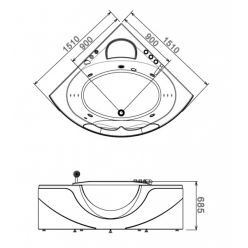 Гидромассажная ванна Gemy G9097 K с прозрачным экраном 151х151х68.5