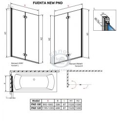 Стеклянная шторка на ванну Radaway Fuenta New PND 100L, 208210-01L