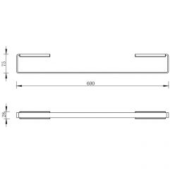 Полотенцедержатель Whitecross Cubo CU2452GM, 60 см, цвет оружейная сталь