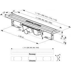 Водосточный желоб RAVAK Runway, 850 мм, X01388
