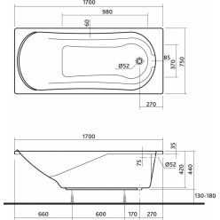 Акриловая ванна Kolo Comfort 170x75 см