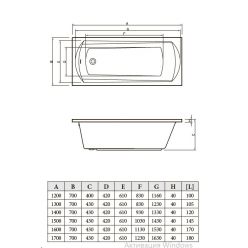 Акриловая ванна Bonito Home Selena 150x70 см с ножками в комплекте, BH-SE-501-150/St