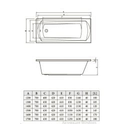 Акриловая ванна Bonito Home Selena 150x70 см