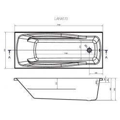 Акриловая ванна Cersanit Lana 170x70 см