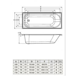 Акриловая ванна Bonito Home Daisy 150x70 см с ножками в комплекте, BH-DA-202-150/St