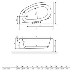 Акриловая ванна Excellent Kameleon 170x110 правая WAEX.KMP17WH