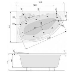 Акриловая ванна Poolspa Europa 165x105 R с ножками PWA4610ZN000000