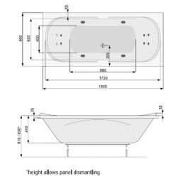 Акриловая ванна Poolspa Gemini 180x80 с ножками PWPD910ZN000000