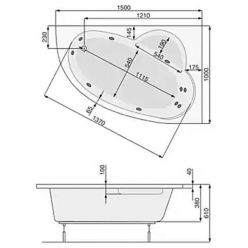 Акриловая ванна Poolspa Klio Asym 140x80 L с ножками PWAA610ZN000000