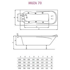 Акриловая ванна Poolspa Muza 150x70 с ножками PWPD510ZN000000