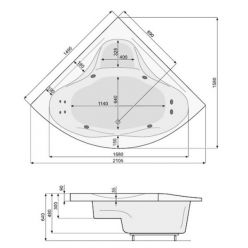 Акриловая ванна Poolspa Francja 150х150 с рамой PWS3410ZS000000