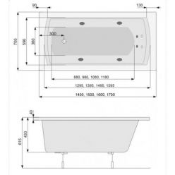 Акриловая ванна Poolspa Linea 150x70 с ножками PWPNB10ZN000000