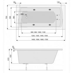 Акриловая ванна Poolspa Linea 170x70 с ножками PWPNP10ZN000000