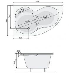 Акриловая ванна Poolspa Mistral 170x105 R с ножками PWA4T10ZN000000