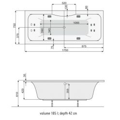 Акриловая ванна Poolspa Sidney 175x75 с ножками PWPNS10ZN000000